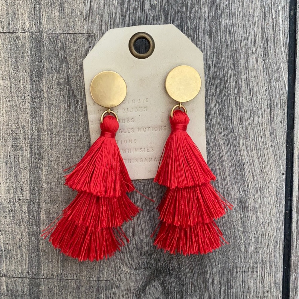 Orange/red color earrings. Never worn  from J crew